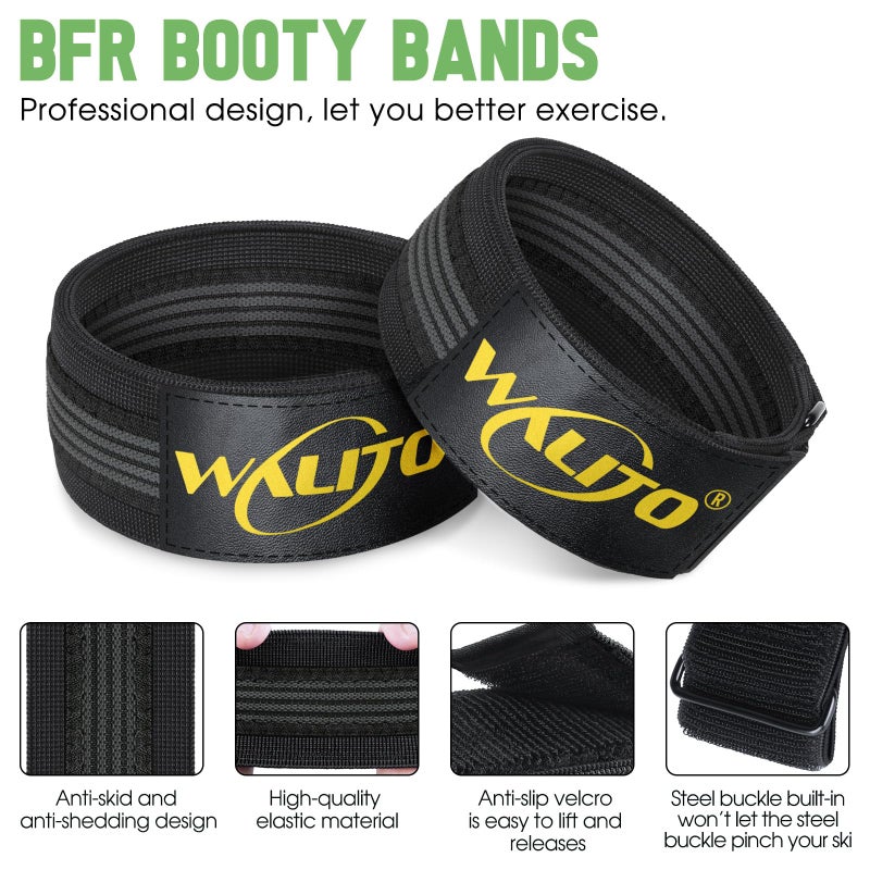 WALITO Booty Bands for Women Glutes - BFR Blood Flow Restriction Bands with Weekly Plan for Legs  Butt & Hip Building  Occlusion Bands for Workouts  Fabric Bands for Squat Butt & Thigh (Black Yellow Bands) - Image 2